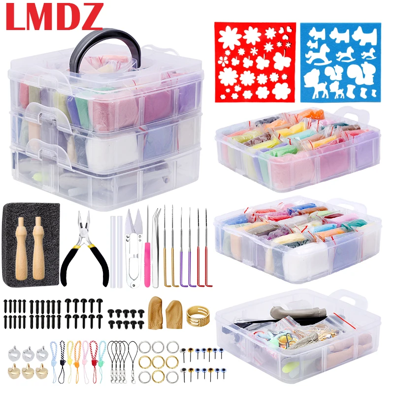 Набор для валяния с иглой LMDZ инструмент вручную 48 цветов шерсти войлока и