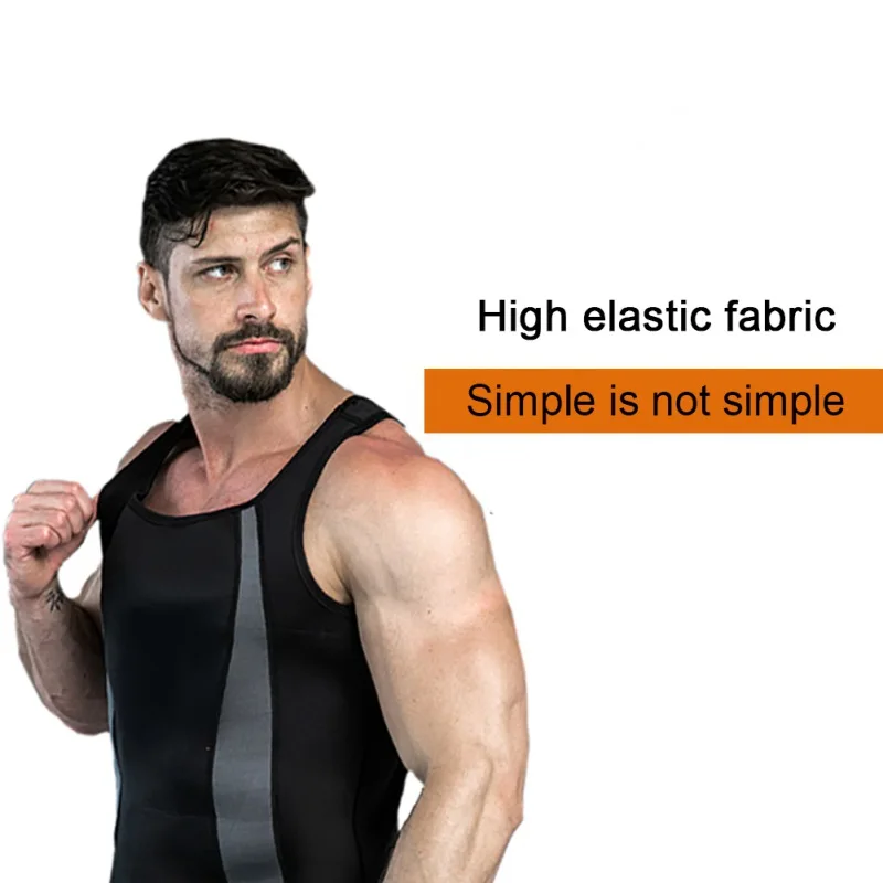 Мужской непреновый жилет для сауны на молнии костюм корсет коррекции фигуры