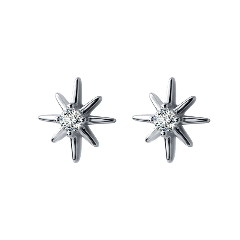 1Pair Siver Trusta, 925 пробы, серебряные серьги-гвоздики, Звездный луч, стиль, хорошее Настоящее серебро, ювелирное изделие на день рождения дочери, подарок DS1350 - Окраска металла: 1Pair Siver