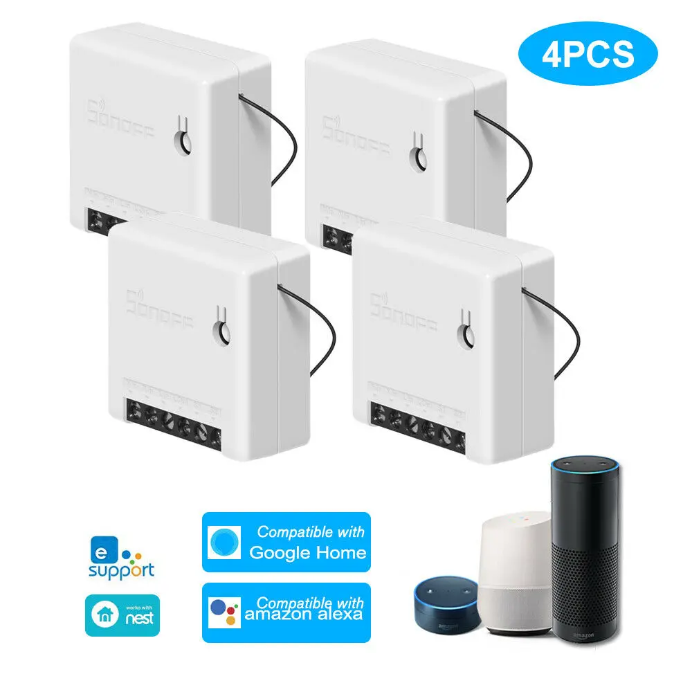 4 pcs Sonoff MINI DIY приложение умный пульт дистанционного управления таймер расписание голосового включения статус DIY Режим двухсторонний Wifi умный переключатель умный дом - Комплект: 4 pcs