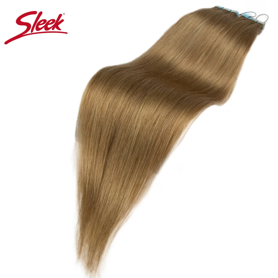 Гладкий ленточный светильник для наращивания человеческих волос, коричневые перуанские прямые волосы для 4 #8 #10 #16 # оранжевые толстые Челов... от AliExpress WW