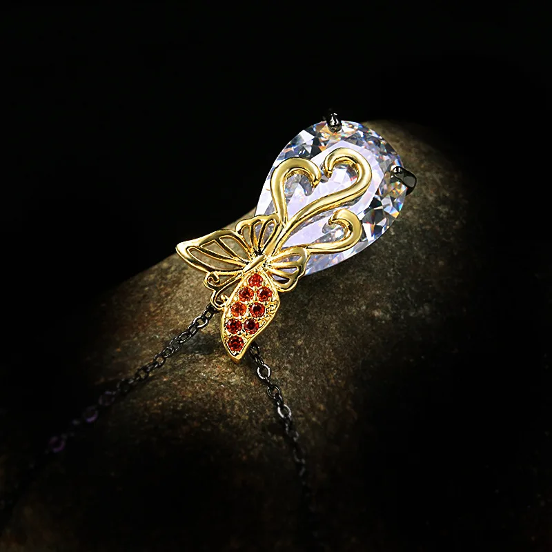 

Ajojewel Shining Cubic Zirconia Necklace Women Golden Butterfly Pendant Vintage Jewelry Fashion Gift Bijoux Femme