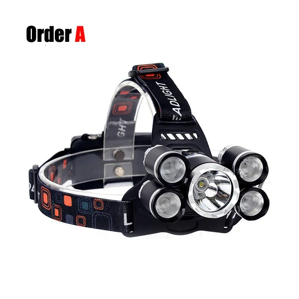 Order A USB 1000 люмен 5 Led налобный фонарь XML T6+ 4Q5 Головной фонарь мощный светодиодный налобный светильник налобный фонарь 18650 перезаряжаемый рыболовный охотничий светильник - Испускаемый цвет: Order A