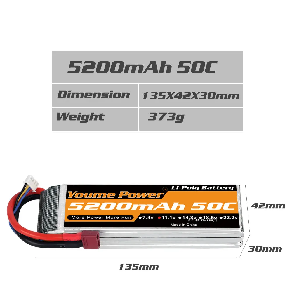 youme 111 в 5000 мач lipo батарея 3s 5200 мач 50c с раз