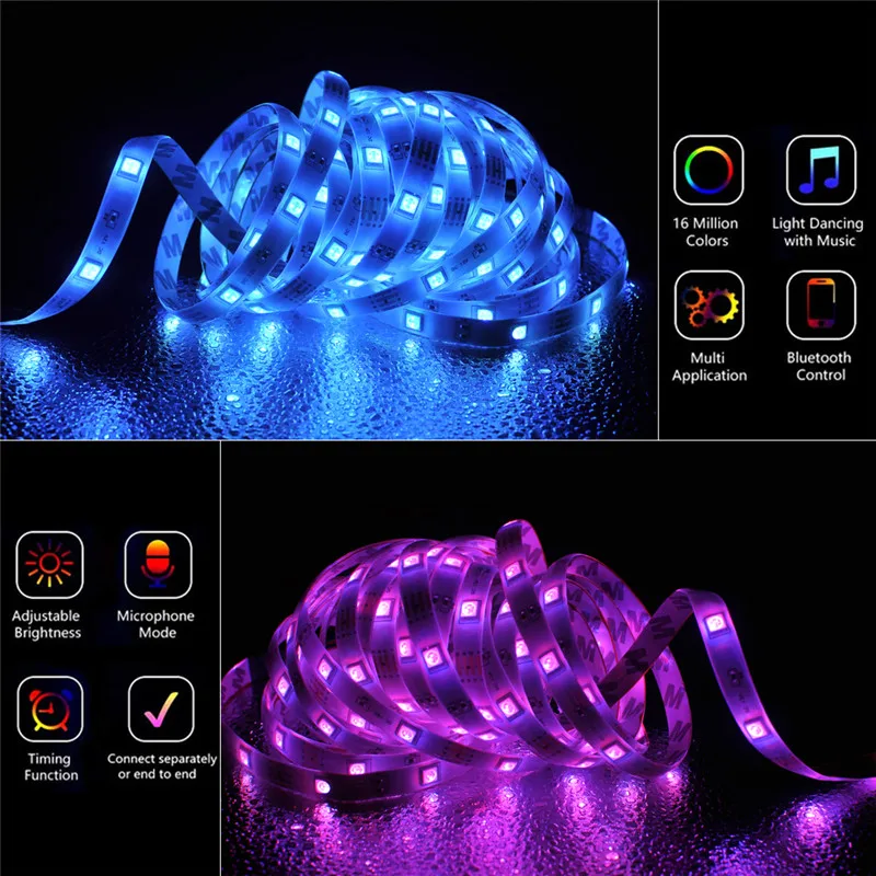 LED star light string Bluetooth RGB Strip Light Flexible Ribbon Tape Diode WIF Music Controller 5z | Дом и сад
