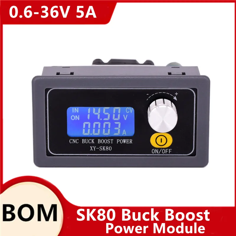 

SK80 DC DC Buck Boost Converter CC CV 0.6-36V 5A Power Module Adjustable Regulated laboratory power supply variable 5V 12V 24V