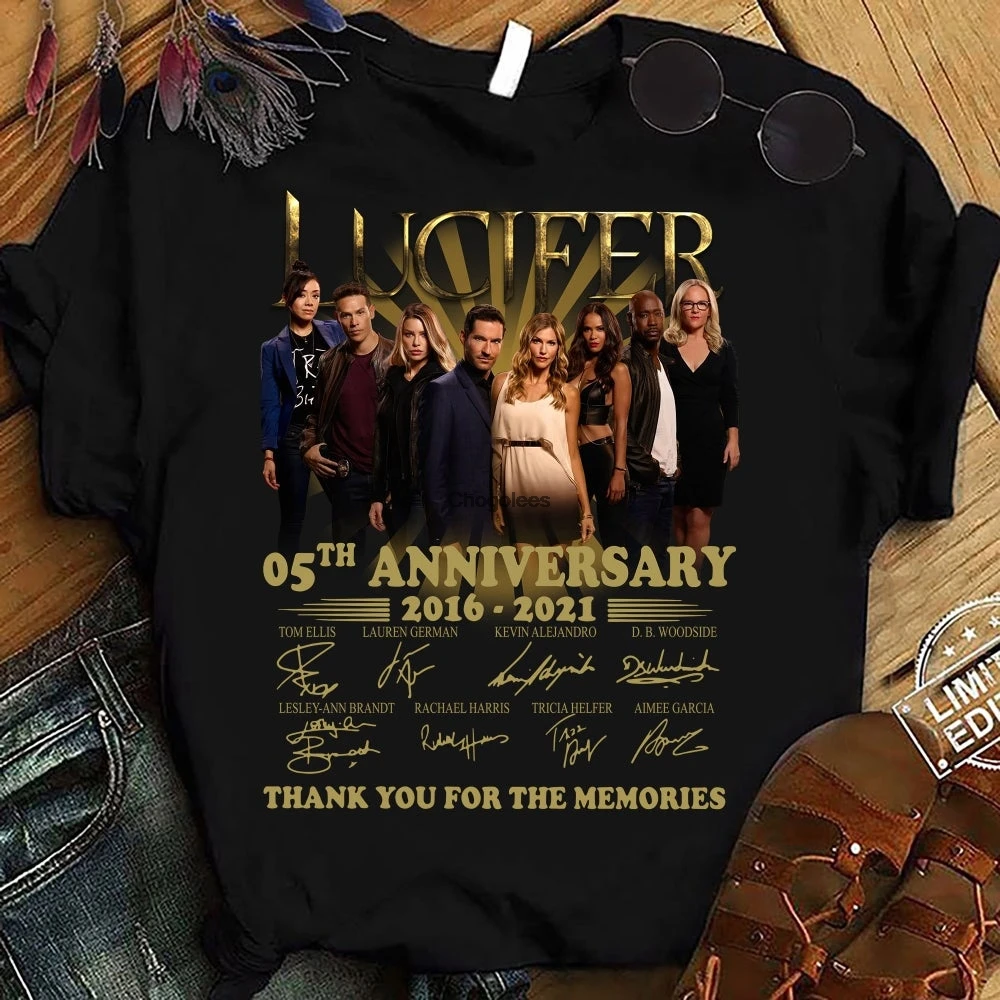 

Lucifer 05th anniversary 2016 2021 signatures thank you for the memories shirt