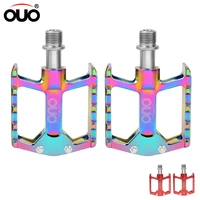 ouo light bicycl pedal clip mtb bicycle footrest bike pedals red rainbow ultralight aluminum road bike cleats bicycle accessori