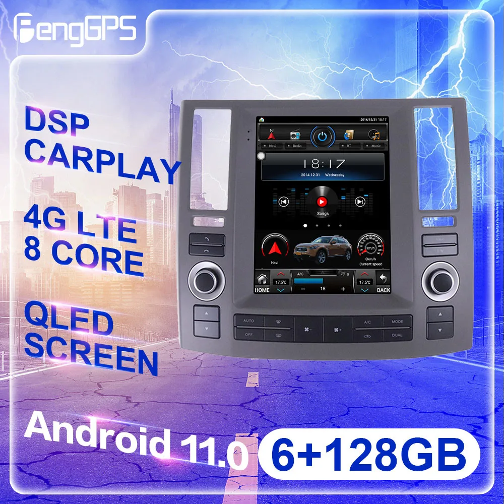 

128G Android 11 для Infiniti FX35 FX45 FX37 2006 -2009 Автомагнитола мультимедийный плеер GPS-навигация стерео головное устройство № 2DIN