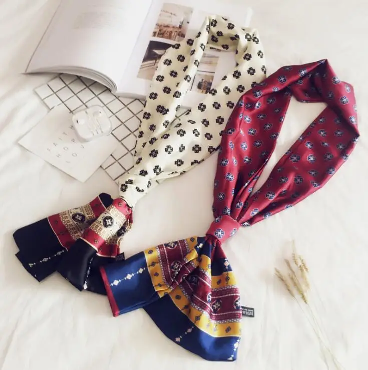 

Женский шелковый шарф в горошек, 15x145 см