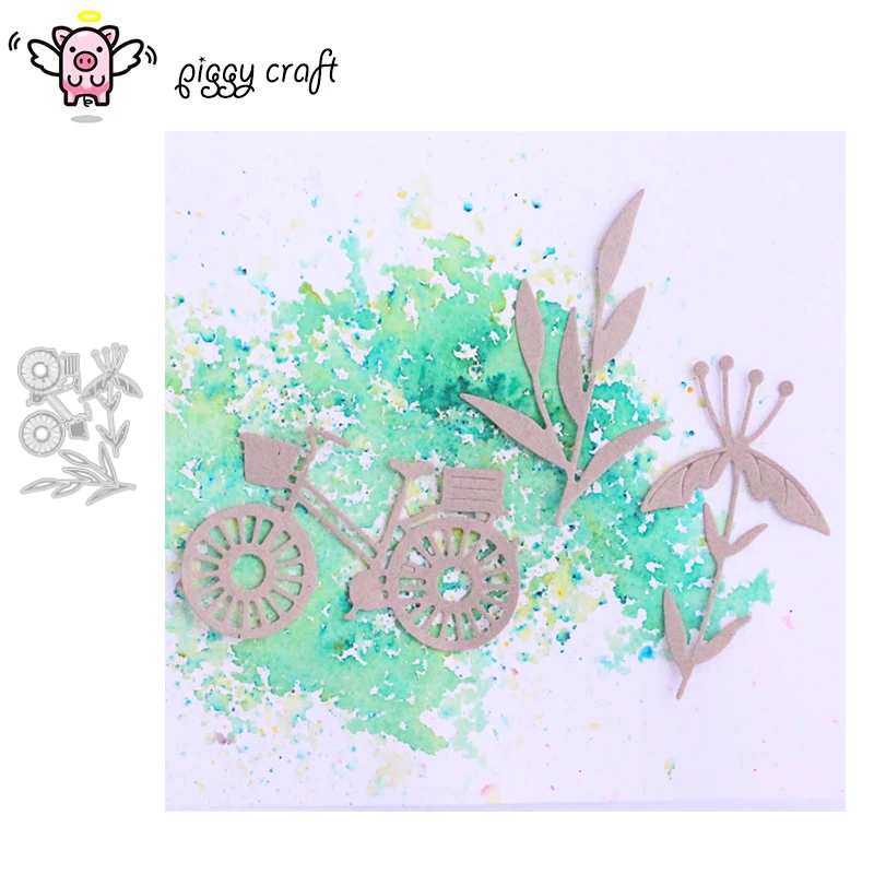 

Piggy Craft metal cutting dies cut die mold Bicycle flowers leaves Scrapbook paper craft knife mould blade punch stencils dies