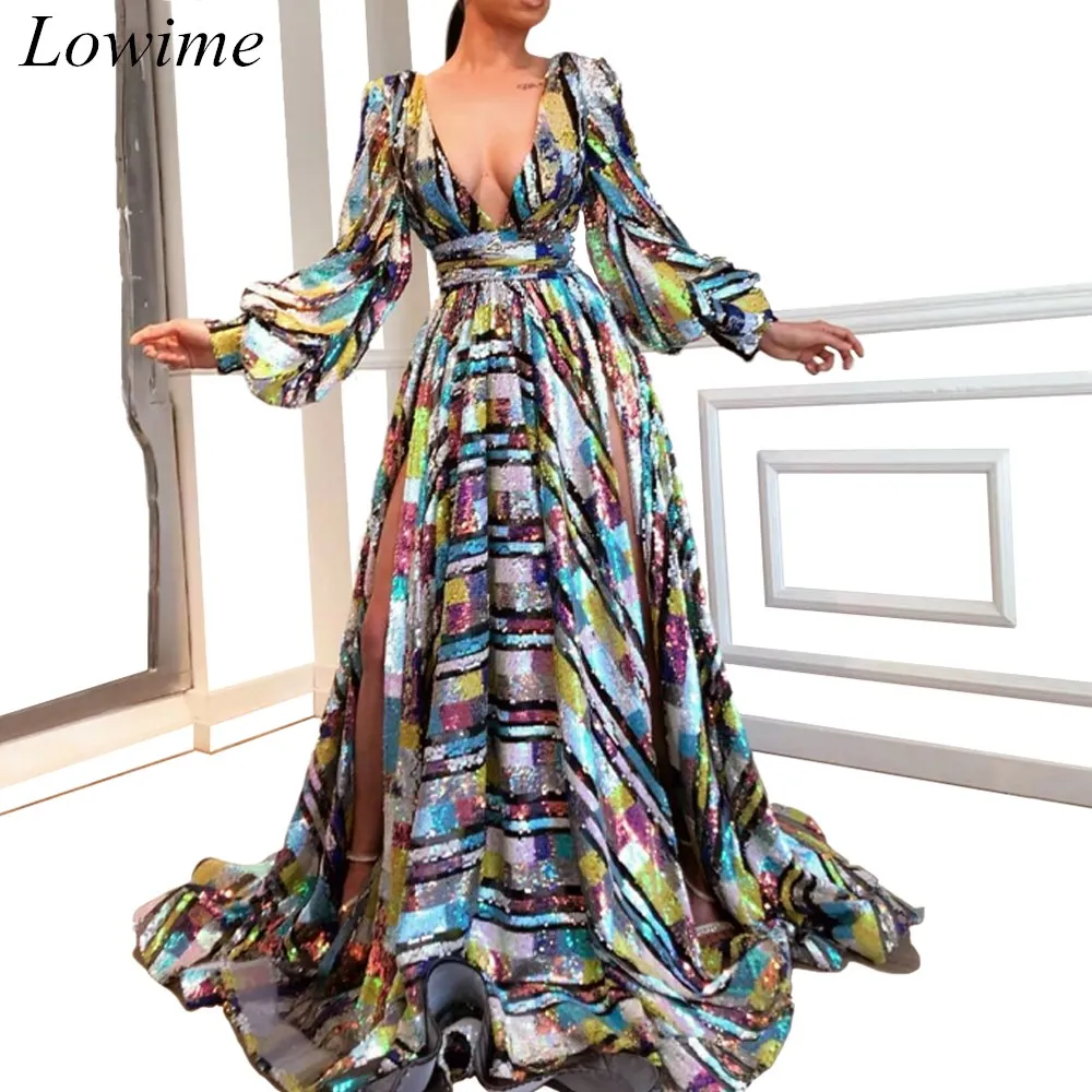 

Fashion Dubai Formal Evening Dresses 2019 Long Deep V-Neck Sexy Couture Cocktail Prom Party Gowns Robe De Soiree 2019 Custom