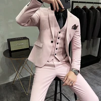 3 pcs set suit male business jacket pant men suits boutique suit slim fit high end formal party wedding regular blazers dress