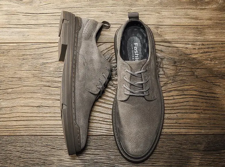 

2021 Autumn New Men Suede Genuine Leather Casual Shoes Man Designer British Style Fashion Worker Boots