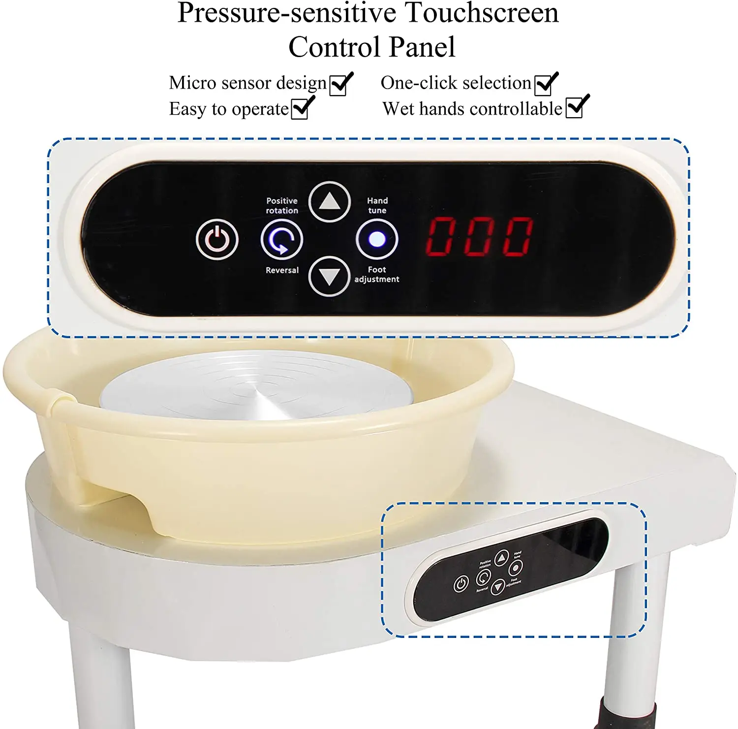 Rueda el&eacute;ctrica para cer&aacute;mica, m&aacute;quina para hacer arcilla con pantalla t&aacute;ctil LCD, 350W, 25CM, 9,8 pulgadas-2