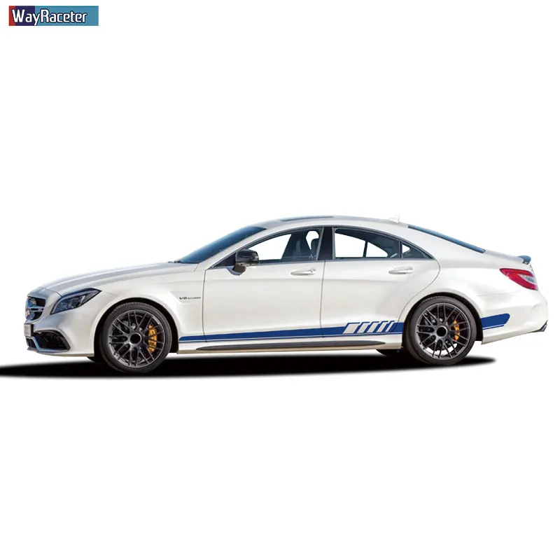Наклейка на юбку в полоску сбоку для Mercedes Benz CLS Class W219 C219 W218 C218 X218 C257 CLS63 AMG|Наклейки