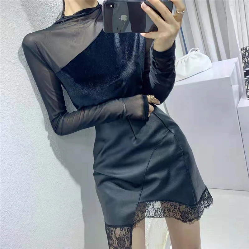 Лоскутная Водолазка женская футболка милые весенние облегающие Женские топы