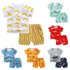 Новейшая футболка для мальчиков, одежда для маленьких девочек, комбинированная Пижама с шортами От 1 до 5 лет, Детские комплекты из 2 предметов детская футболка повседневные Костюмы