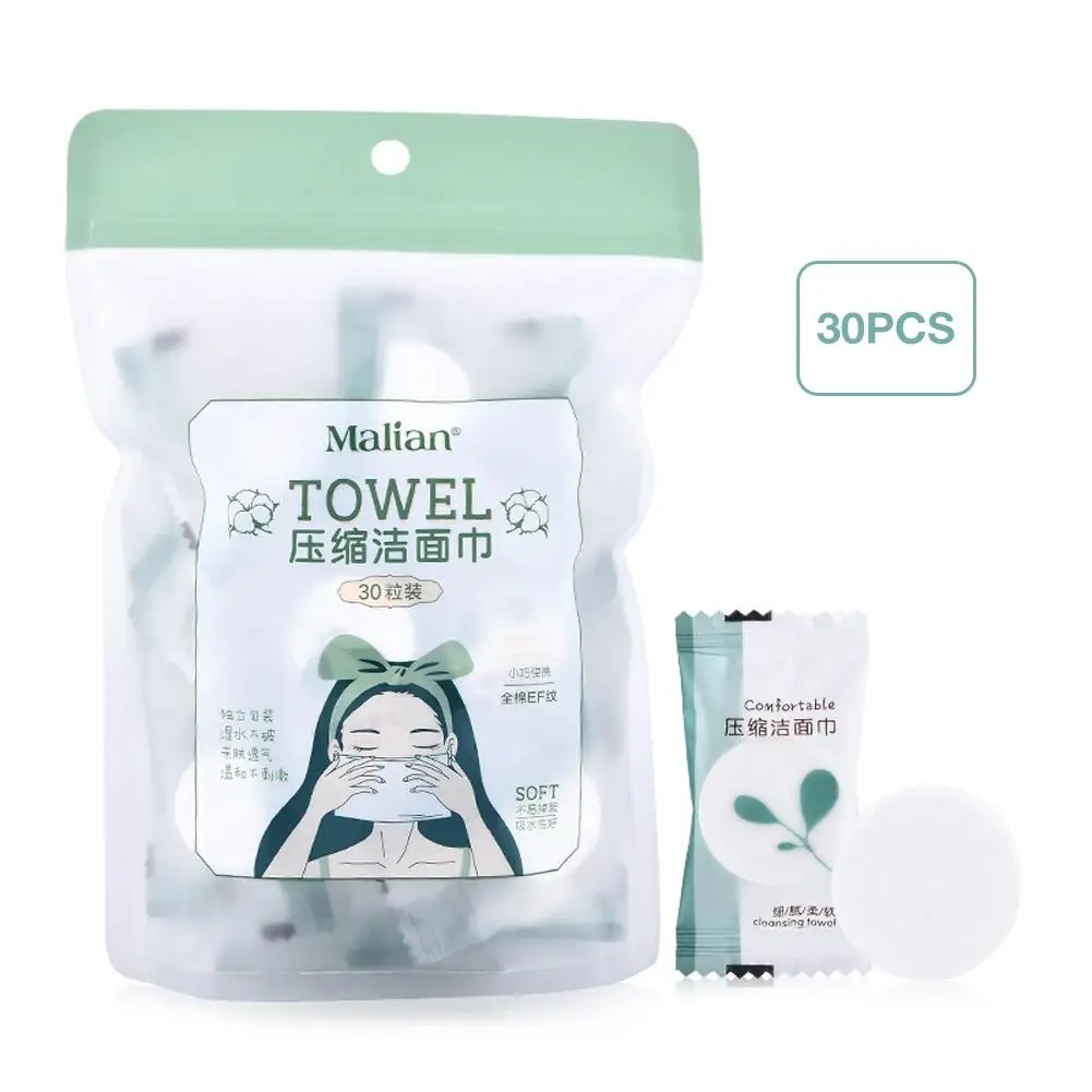 30 шт сжатые одноразовые салфетки для лица полотенце чистки хлопка путешествий 100%