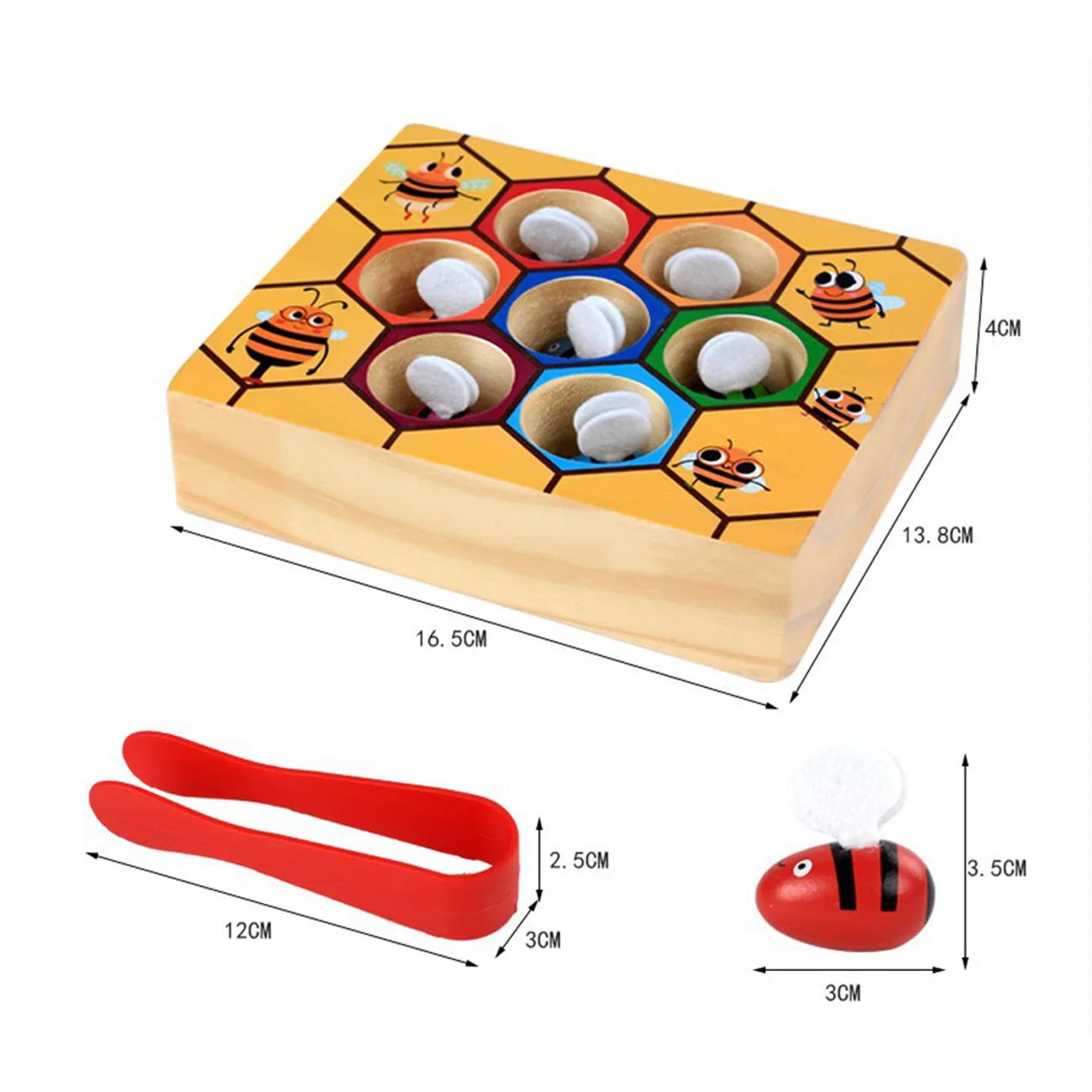 

Montessori Clamp Bee To Hive Matching Game Color Sorting Wooden Puzzle Toy Toddler Fine Motor Skill Toy Kids Educational Toys