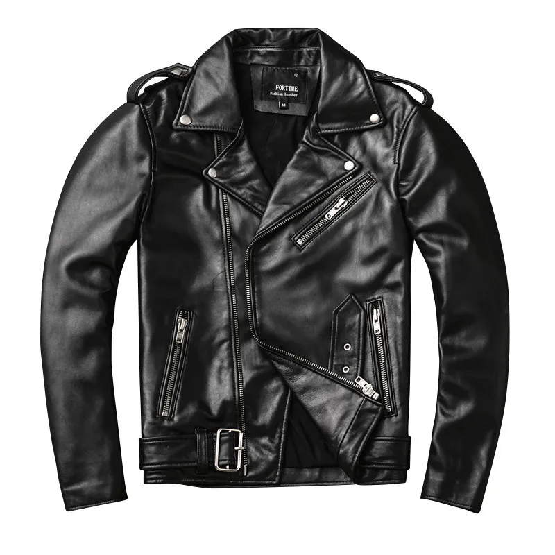 

sheep 2021 Men's genuine leather jacket men's motorcycle belt lapel leather jacket slim trend jacket