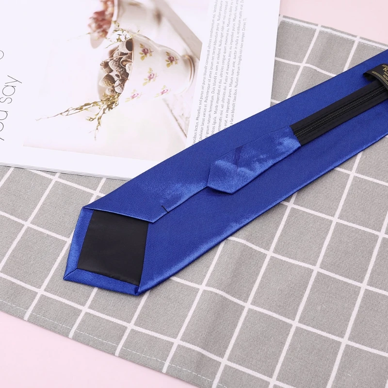 

Mens Pretied Solid Color Tuxedo Formal Adjustable Zipper Necktie Easier Elegant