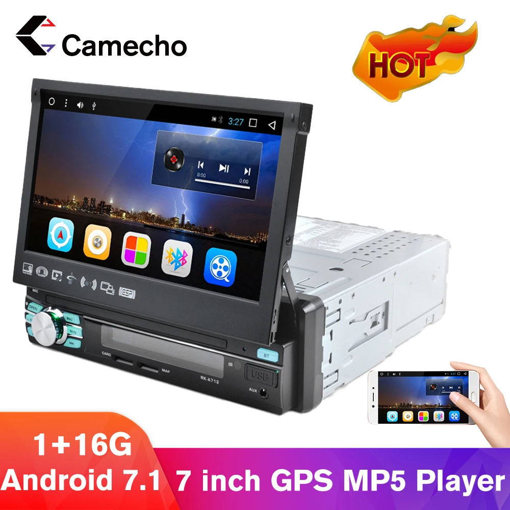 Camecho 1 Din GPS Авторадио Android 7 ''автомобильное радио MP5 мультимедийный плеер Bluetooth