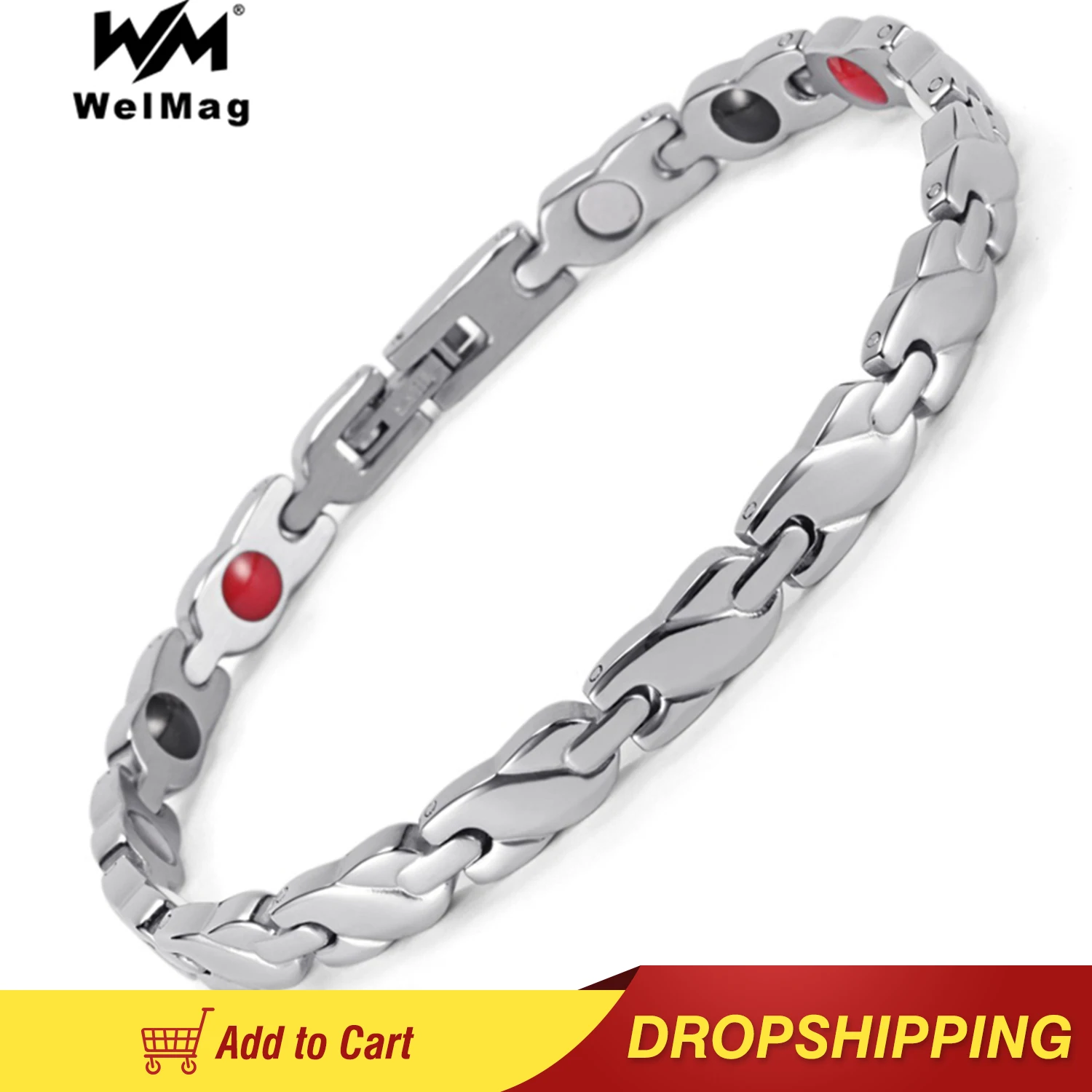 

WelMag Health Bracelet Magnetic Ion Germanium Energy Stainless Steel Bracelet & Bangles Magnetotherapy Holagram Bracelet For Men