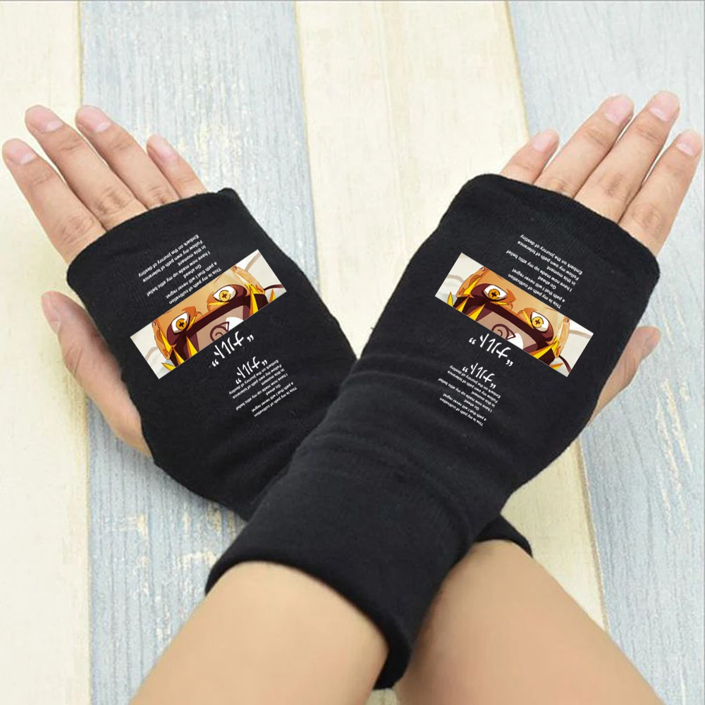 

Hot Sale Winter Arm Warmers Japanese Anime Half Finger Wrist Mittens Knitting Motorcycle Fingerless Gloves Women Work Glove Men