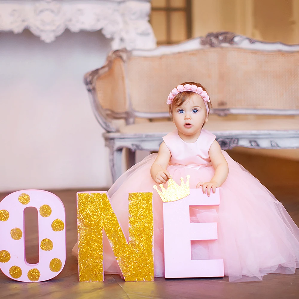 

Tulle Pink Flower Girl Dresses 2022 New Baby Christmas Puff Party Prom Gowns Kids Children One Birthday Dress платье для девочки