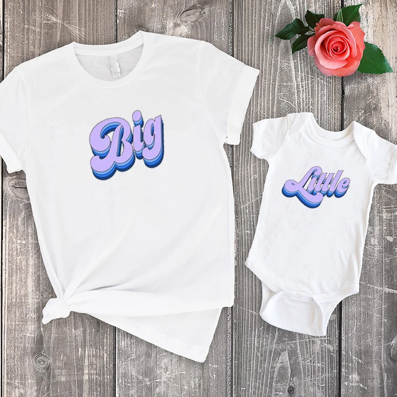 

Big Little Fashion Matching Outfits Casual Print Shirt Family Tshirts Family Matching Clothes Baby Girl M