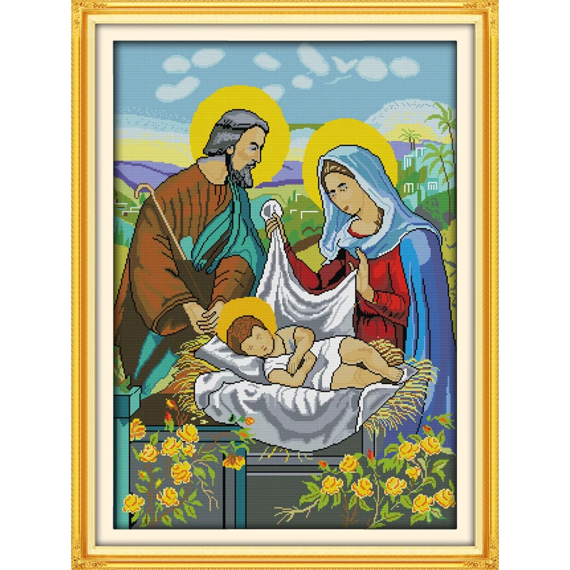 Everlasting Love The Family Of Jesus Chinese Cross Stitch Kits Ecological Cotton 14 11CT Printed DIY Wedding Decoration For Home