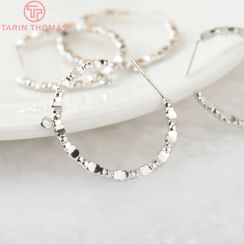 Латунные квадратные серьги петли из проволоки 6 шт. диаметр 30 мм 24 К золотого