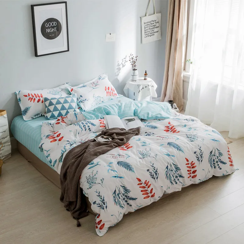 Комплект постельного белья из мягкой хлопковой ткани 3/4 шт. пододеяльник