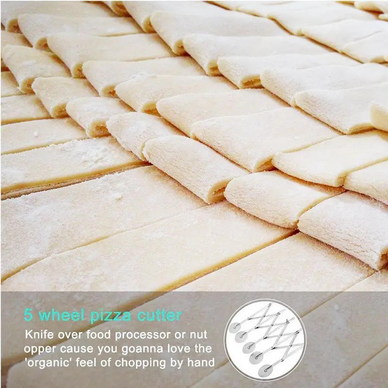 

NHBR Multifunction Stainless steel Dough Divider 5 Wheel Cutter Roller Tools Pasta Rocker Pizza Pastry Peeler Cake Baking Knives