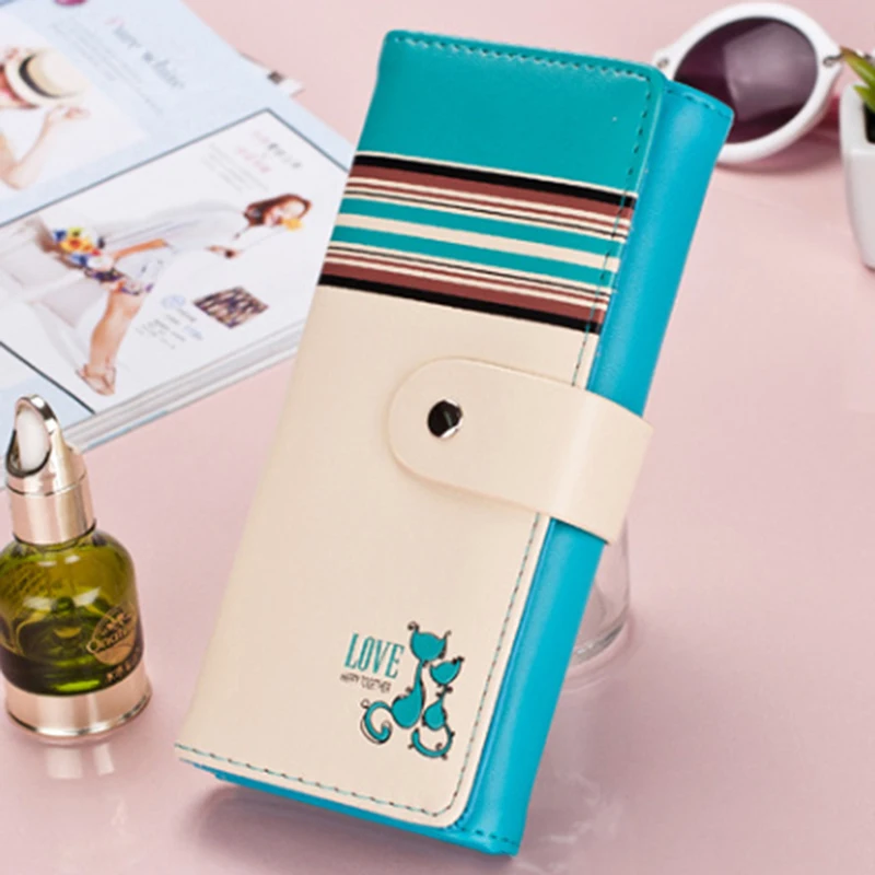 

Fashion Long Creative Female Card Holder PU Wallet Coin Purses For Girls New Envelope Clutch Women Wallet Cat Cartoon Wallet