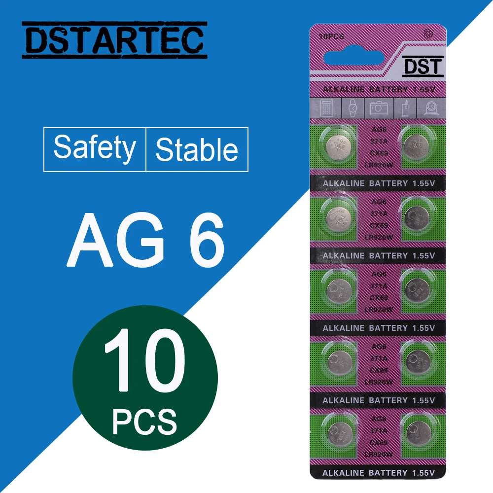 10 шт. 30 мАч 1 55 в AG6 371 SR920SW LR920 SR927 171 370 L921 LR69 SR920 кнопочные батареи для часов игрушек