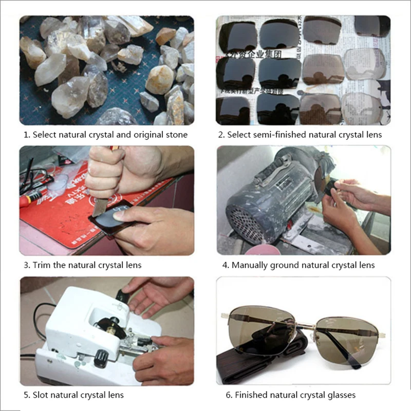 Crystal Stone Sunglasses Man Green Glass Sun Glasses Woman Rimless Round Driver Shade Vintage Luxury High Quality Anti Scratch