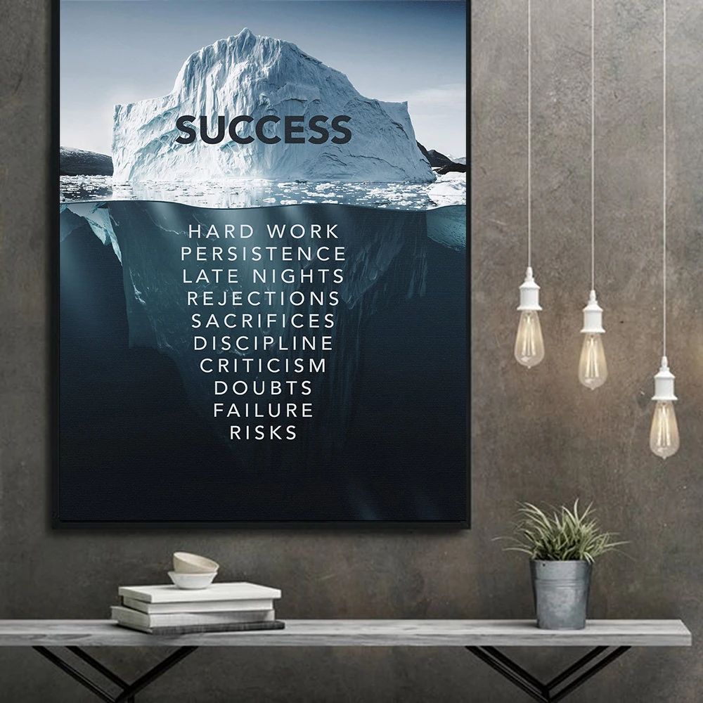 

Картина на холсте «наконечник айсберга», успешные плакаты и принты, настенное искусство, Мотивационная картина с фразой для украшения гост...