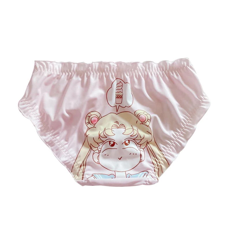 

4pcs Japan Anime Sailor Moon Cartoon Printed Studnnt Briefs Women's Kawaii Panties Sexy Small Fresh Ruffles Low Waist Underpants