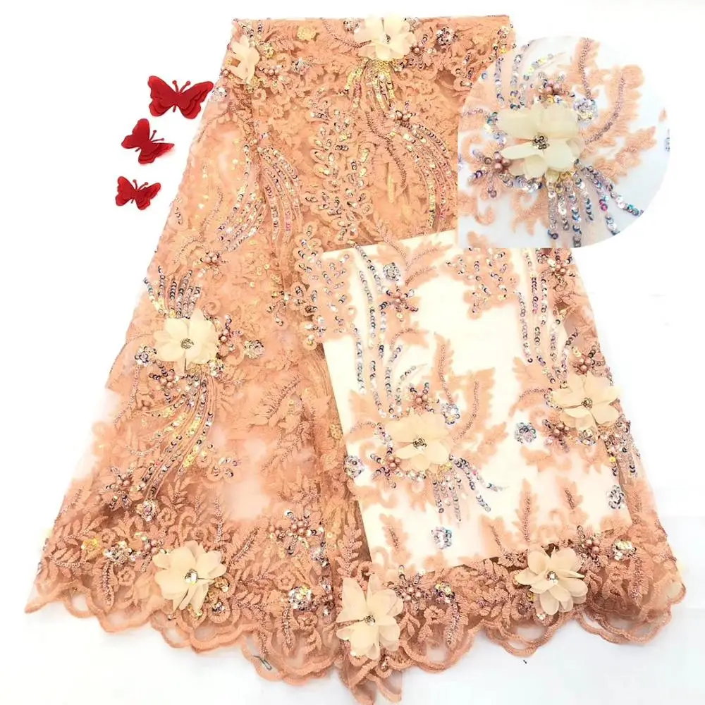 Аппликация Madison Персиковый Цветок 3 D кружево 2019 Высококачественная африканская