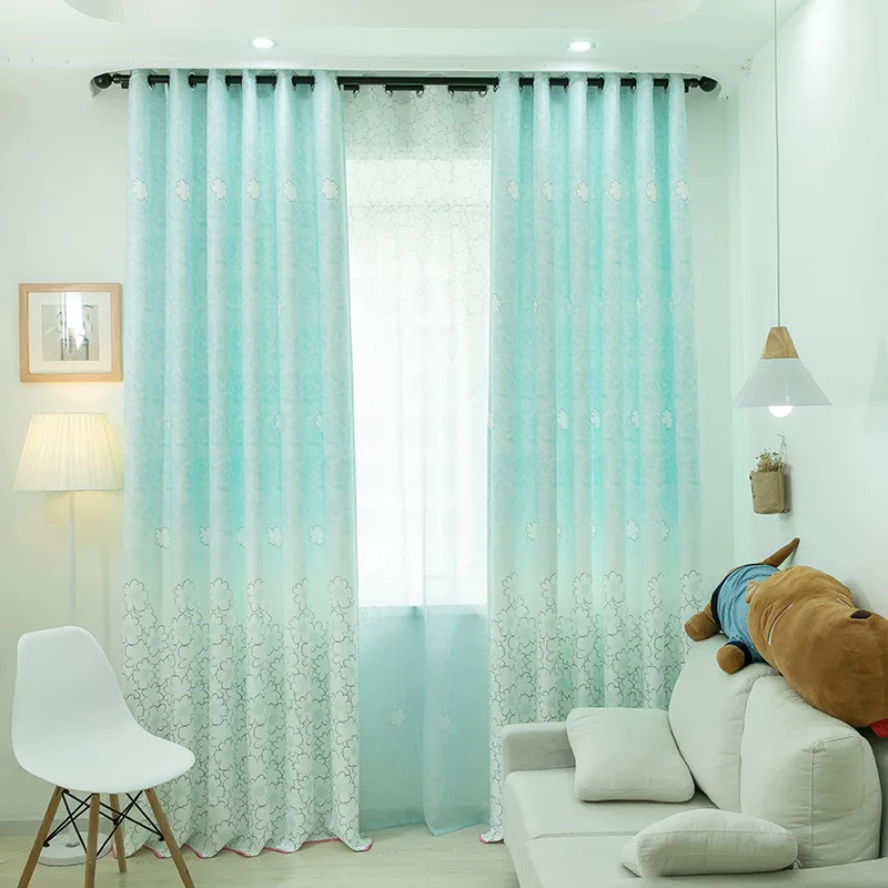 

Modern Curtains for Living Room Bedroom Warm Children's Room Printing Princess Pink Blue Floral Cartoon Curtains Customizable