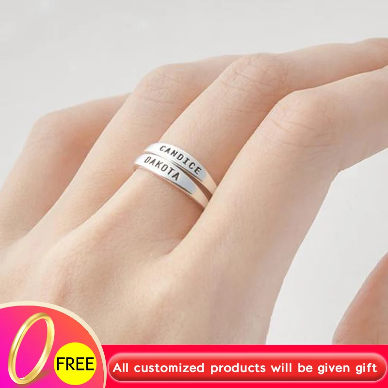 Изящное пользовательское имя кольцо Bijoux пользовательское слово кольцо из нержавеющей стали персонализированное имя кольцо Femme укладки именные кольца в золотом и серебряном цвете