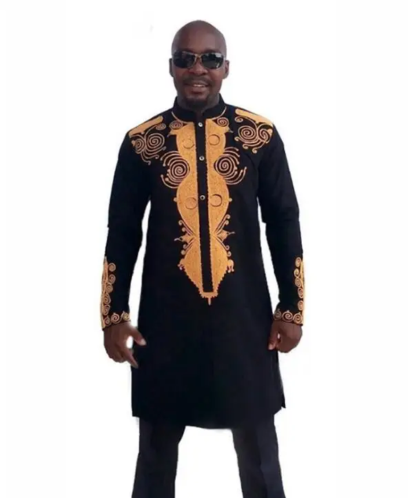 1 Set Black African Dashiki Print Men Sets Top Pants  Outfit Fashion  2022 Traditional  African Clothes Casual African Suit for