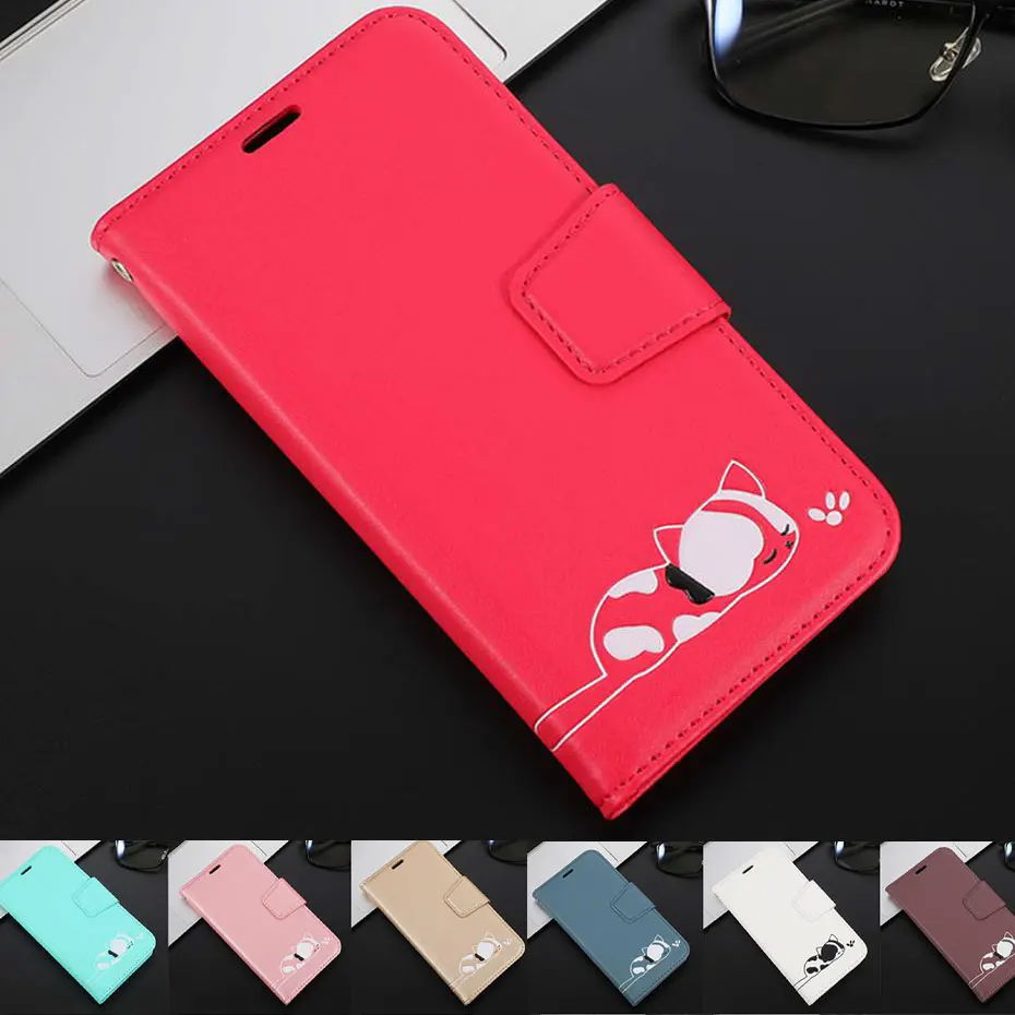 Флип кейс из искусственной кожи для huawei Honor 20 10 Lite Pro чехол кошелек P20 P30 Y6 Y7 2019 милый