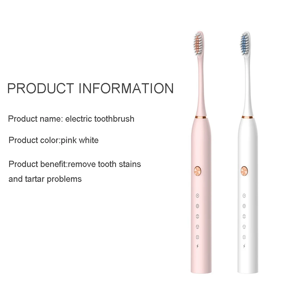 

Electric Toothbrush Sonic Vibration Waterproof Toothbrush USB Charging Five-speed Household Toothbrush Soft Bristles