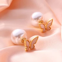 new fashion exquisite butterfly earrings white shell fritillary simple small and exquisite high grade ear studs women jewelry