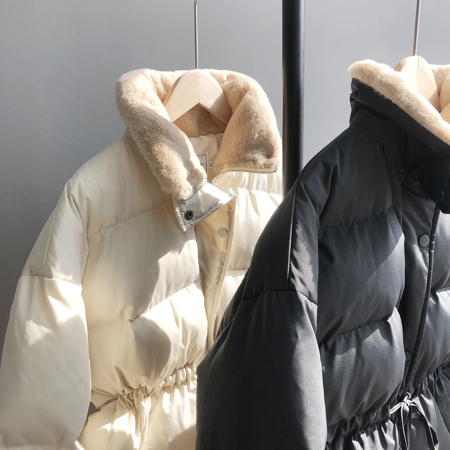 

2020 Short Padded Coat Women Thickened Winter New Style Korean Waist Women'S Padded Coat And Fur Collar Coat