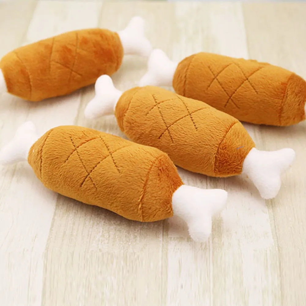 

1pc Pet Dog Cat Chicken Legs Plush Toys Interactive Sound Toys Pet Funny Time Teeth Cleaning Chewing Bone Cat Toys Gift #751