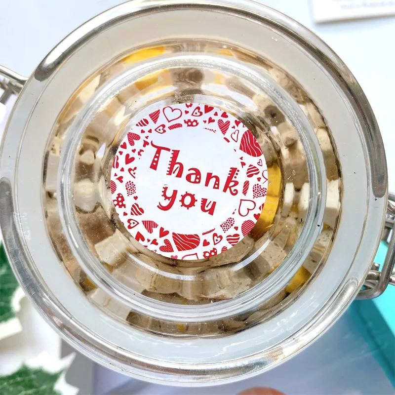 

500pcs Maple Leaf Green Branch Strawberry Wheat Thank You Sticker for Handmade Gift Sticker Seal Labels